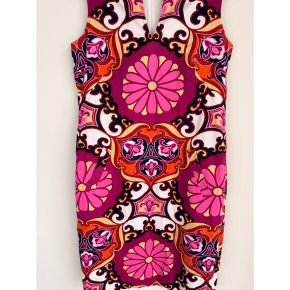 David Meister Pink Multicolor Medallion Print Sleeveless Sheath Dress Size 6 - Picture 3 of 10